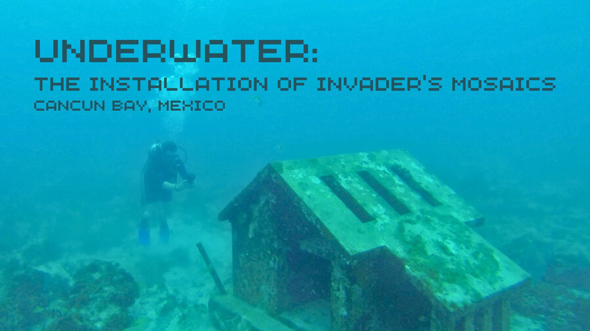 Invader's Underwater Mosaics in Cancun Bay, Mexico